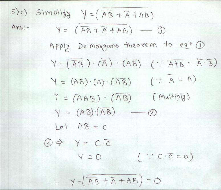 c) Simplify Y=