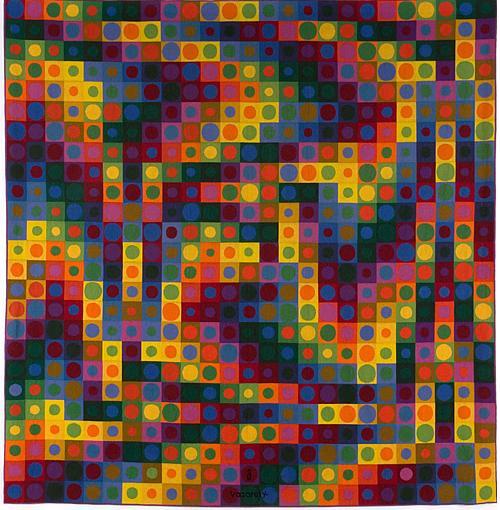 Victor Vasarely je izkoriščal moč barv in oblik ter z njimi ustvarjal optično iluzijo prostora, ki očesu ne dovoli mirnega pogleda (slika 14).