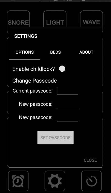 ULTRA SERIES APP FUNCTIONALITY (Android Devices) settings screen Options 1.