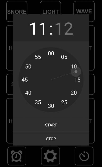 ULTRA SERIES APP FUNCTIONALITY (Android Devices) ALARM timer screen 1. Alarm Timer Set a desired time and the massage motors will come on gently to awaken you. a. Open the Alarm Timer box by touching the Alarm icon.