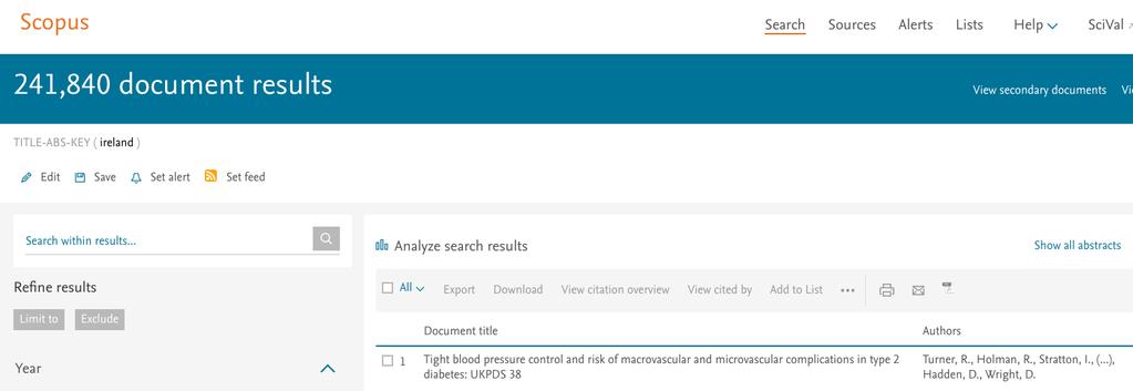 Selecting a Journal Analyze Search Results in Scopus