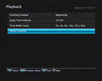 30 Preference Settings 4.6 Options for playback To set the options for playback, select the Settings > Playback menu. You should see a screen like the left figure.