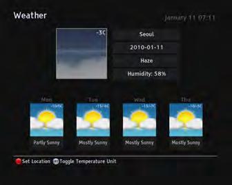 8.9 Weather forecast (optional) 65 To add a radio station to a favourite list, put the highlight bar on a desired radio station and press the Option button.
