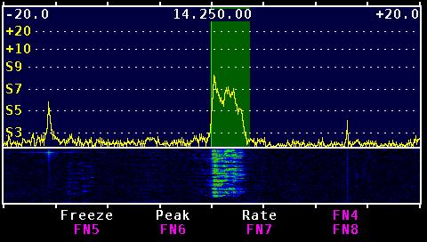 For single sideband signals, place the marker where the carrier would be if it were transmitted, i.e. on the lower (left) edge of an upper sideband signal and on the upper (right) edge of a lower sideband signal.