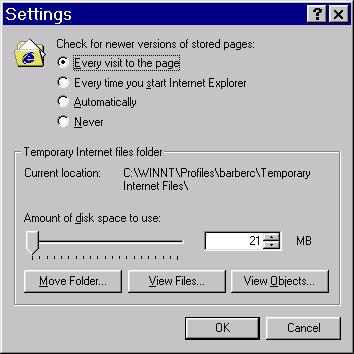 Web Browser Interface Every visit to the page Figure 5.2: Settings Dialog Box 4.