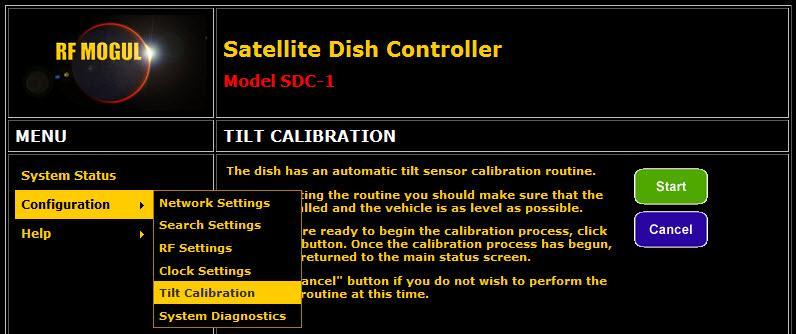Calibrating the SDC1 to the Tilt Sensor Tilt Calibration Page IMPORTANT STEP do not Pass!
