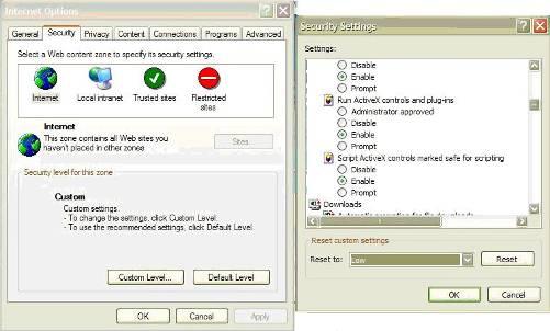 Plug-Ins directly. Refer to Figure 4.1.2. For safety on the Internet, once you can view the video from camera, the security level can be resumed to default level. Figure 4.1.2 Security Settings The dome has the default IP as 192.