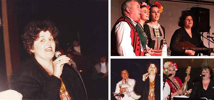 2 Tzvetanka has always been a charismatic performer. Here solo and with her husband Ivan in 1995 (photos by mike harkin). With Ivan and daughters Radka and Tanya (photo PROVIDED BY TZVETANKA).