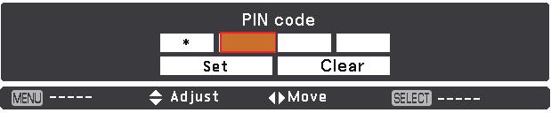 Basic Operation Enter a PIN code Use the Point buttons to enter a number. Press the Point button to fix the number and move the red frame pointer to the next box. The number changes to.