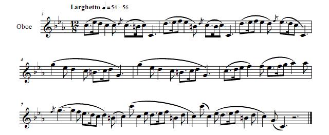 49 Example 2.46. Stravinsky s Pulcinella The three low C s at the end of the first three measures from the excerpt in Example 2.46 may present difficulty to the performer.