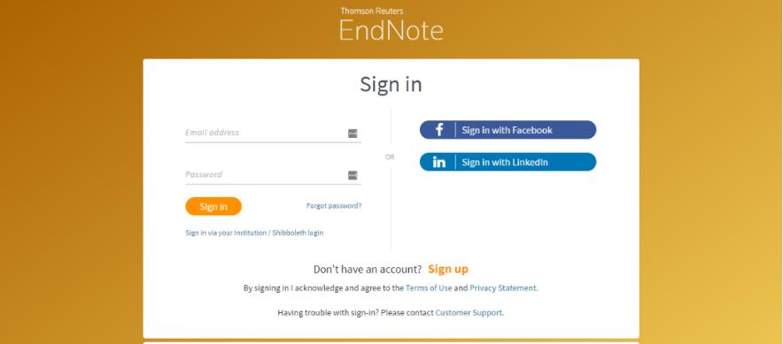 Introduction to EndNote Online Creating an EndNote Online account Go to EndNote Online.