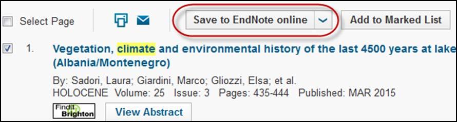 Getting started with Endnote online Your references will automatically be sent to the unfiled group in your EndNote library.