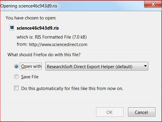5. Exporting references from databases - example using ScienceDirect with the plug-in for direct export 1. Find ScienceDirect from SUPrimo or the list of databases and carry out a search. 2.