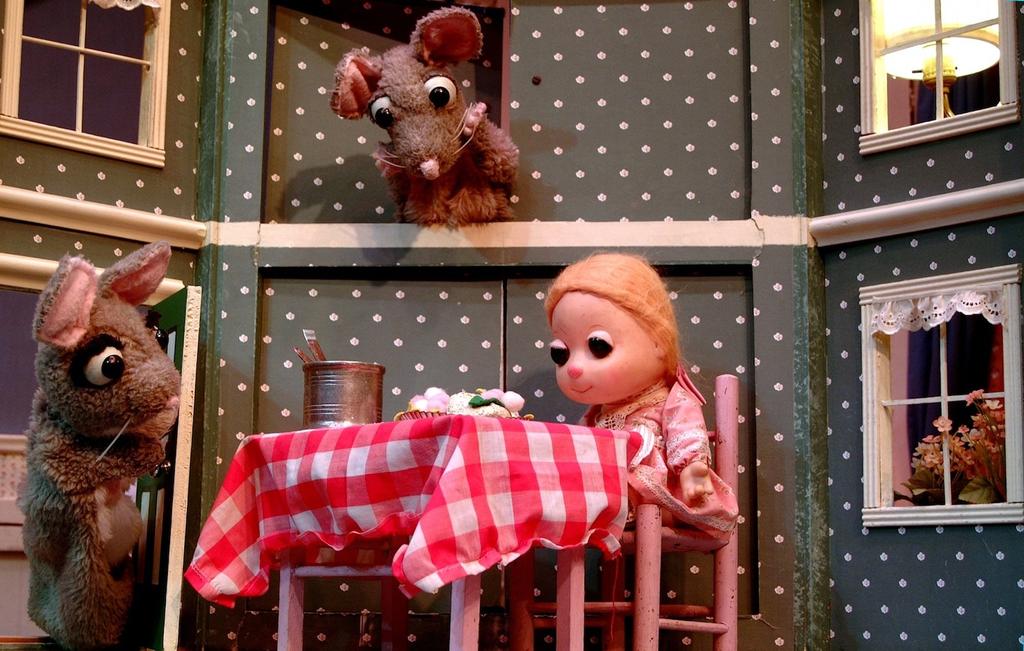Summaries of the Stories in the Production The Tale of Two Bad Mice: Tomb Thumb and Hunca Munca wreak havoc in a doll house when they discover that the delicious looking food is made of plaster.