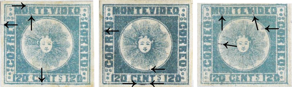 -Dots to right of third circle in SE angle. Yv&Te_4 Type 28 Yv&Te_4 Type 29 Yv&Te_4 Type 30 -Dot over right side of O of MONTE. -Dot on square blue box under N of MONTE.