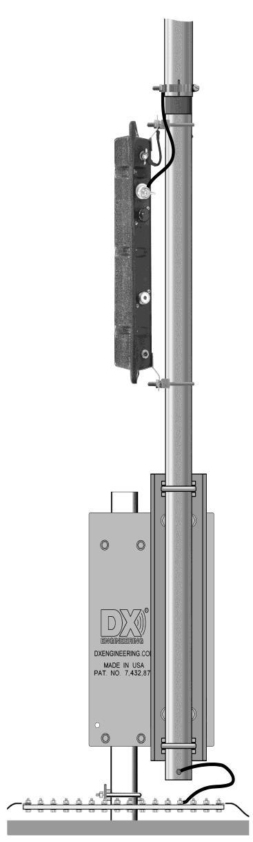 A5. Place on 5/16 External Tooth Washer on each leg of the upper saddle clamp U-bolt and then position the MFJ-993BRT or MFJ-994BRT tuner in