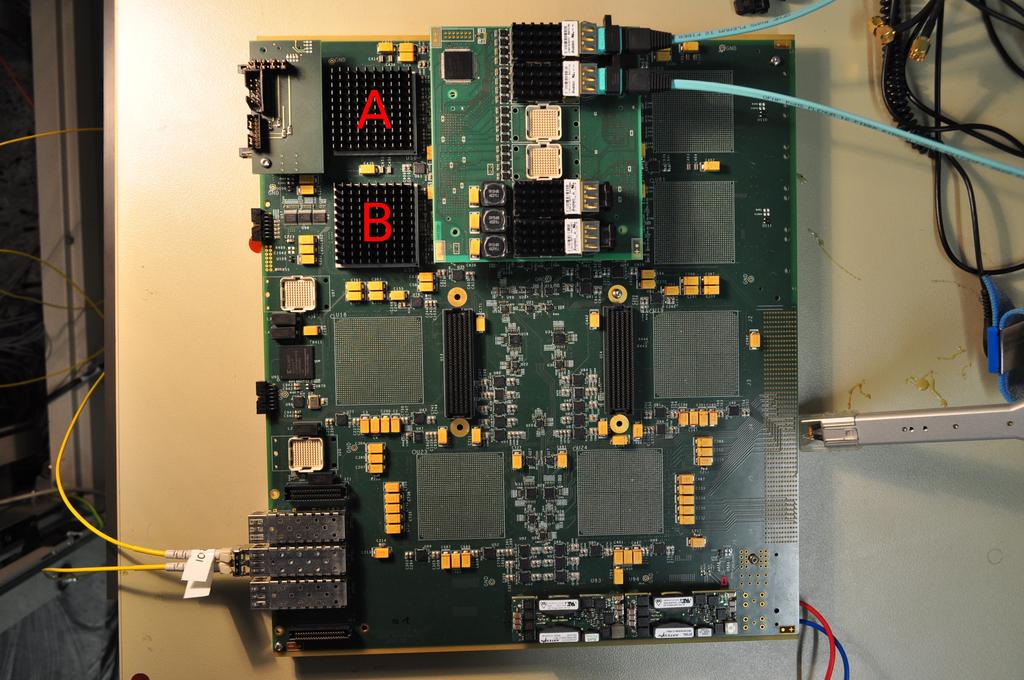 14 12 channels @ 6.4Gb/s (~ 1Tb/s) Z3 SFP (RoI) SFP (DAQ) SFP (CTRL) Front panel Virtex-7 FPGA B Virtex-7 FPGA A Z2 TX TX Kintex-7 FPGA (board control) E real time output to CTP TX Z1 Figure 2.