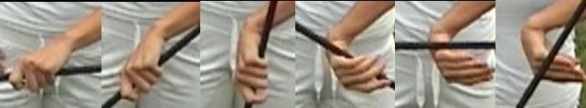 Slika 57. Zapestni met in obrnjeni zapestni ujem palice (backhand).