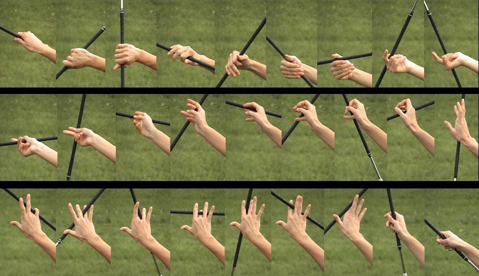 Metodični postopek: razlaga in prikaz navpični vrtljaj palice učenje gibanja prstov brez palice celotna izvedba prvine 8.2.