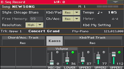 20 Sequencer Backing Sequence recording the KAOSS effects [2.0] While recording, you can use the KAOSS effects as if you were using them live.