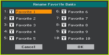 52 2 Choose the Rename User Banks command from the page menu to open the Rename User Banks dialog. 3 Assign the User/Favorite or Direct User/Favorite tabs any name you like.