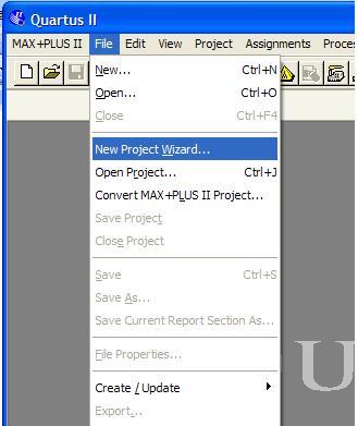1. From the main menu, File New Project Wizard is selected. Refer Figure 3.1. Figure 3.1: New Project Wizard popup window. 2. The New Project Wizard popup window will appear.