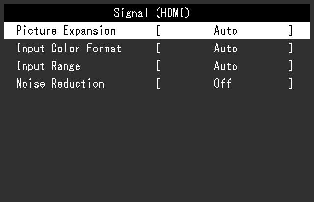 Signal The signal settings are used to configure advanced settings for input signals, such as the screen display size and color format.