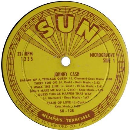 Johnny Cash Sings the Songs that Made Him Famous Mono Sun SLP-1235 1 st mention in