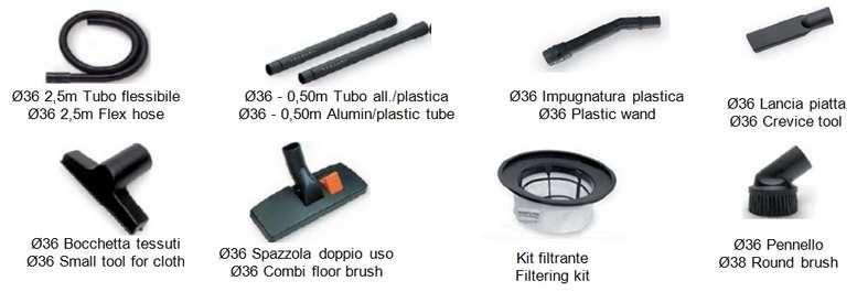 Bin Plastic 10 Paper Dust Bags Notes 4400030064 10x Disposable Accessories Kit (Turbine 15) Ø36-2 m Hose Ø36 0.