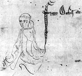 Sketch labelled frater Occham iste, from a manuscipt of Ockham s Summa Logicae, MS Gonville and Caius College, Cambridge, 464/571, fol.