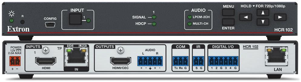 Overview - HCT 0 Embedding Analog audio can be selectively embedded onto any input has two inputs and one input Twisted Pair Signal Extension Extends video, audio, and power over a shielded CATx