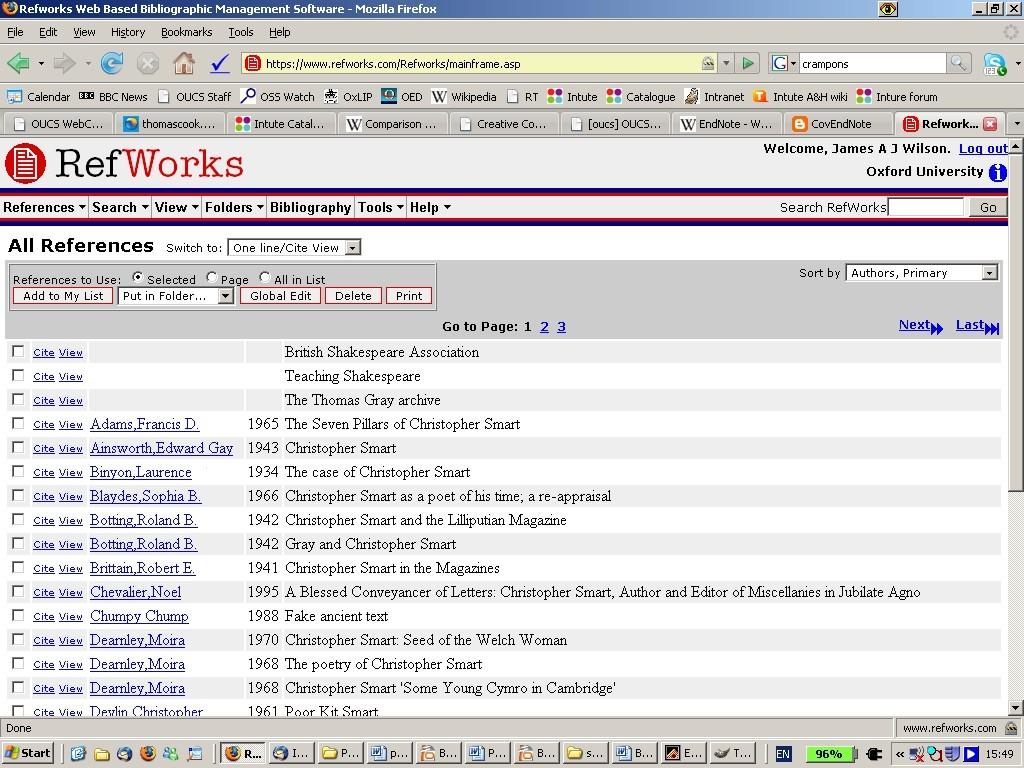 Refworks Popular web-based bibliographic software