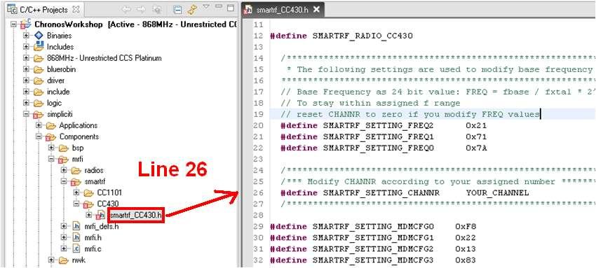 Code Modify RF channel OPEN: Line 26: CHANGE: