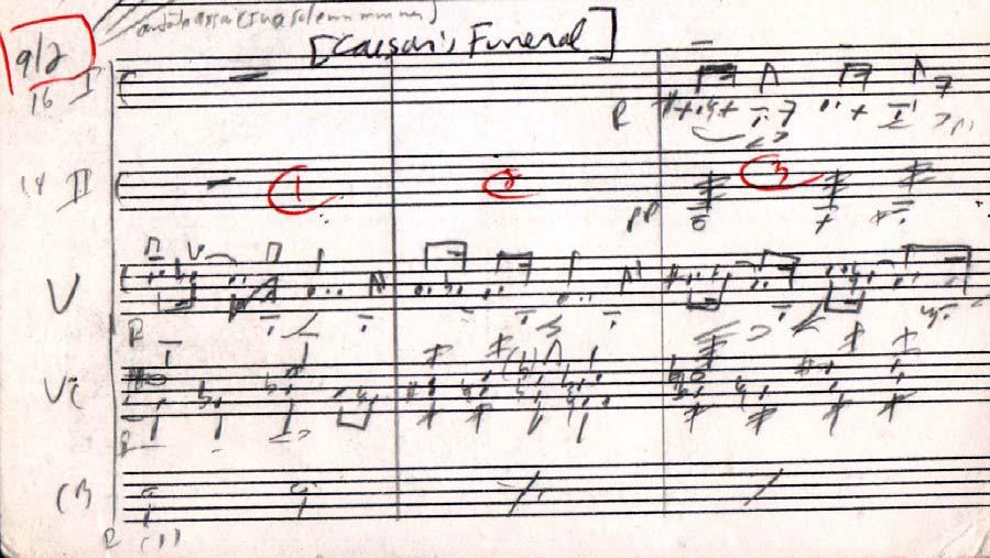 *************************************** R9/3 {Rome} 4/4 time. 13 pp, 50 bars. Very long orchestrated pages by Parrish. [Note: Apparently this cue was cut, at least in the official version.