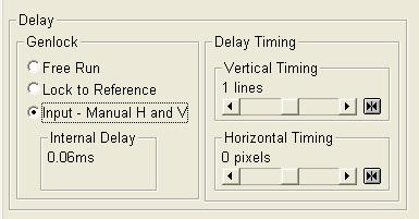 Input Manual H and V This allows the adjustment of the delay by changing the vertical and horizontal timing.