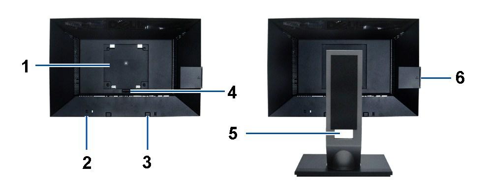 (Behind attached base plate) 2 Security lock slot To help secure your monitor. 3 Dell Soundbar mounting brackets To attach the optional Dell Soundbar.