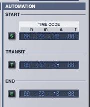 ) AUTOMATION START TIMECODE, [S] Button Sets the Timecode for the Start Point. Automation starts at the time of the Timecode value set here.