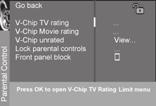 By default, the software inside your TV is turned off. Note: Parental Control settings are not available for DVI, CMP1 or CMP2 inputs.