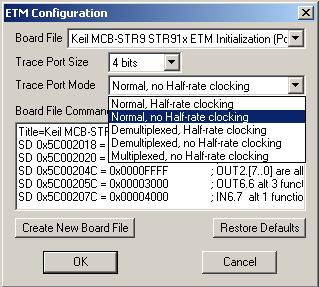 ETM Operating Modes: Need to set this in debugger (some automatic).
