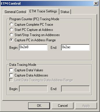 ETM Triggers and Filters Here is Signum s tracing configuration window. Easy to use.