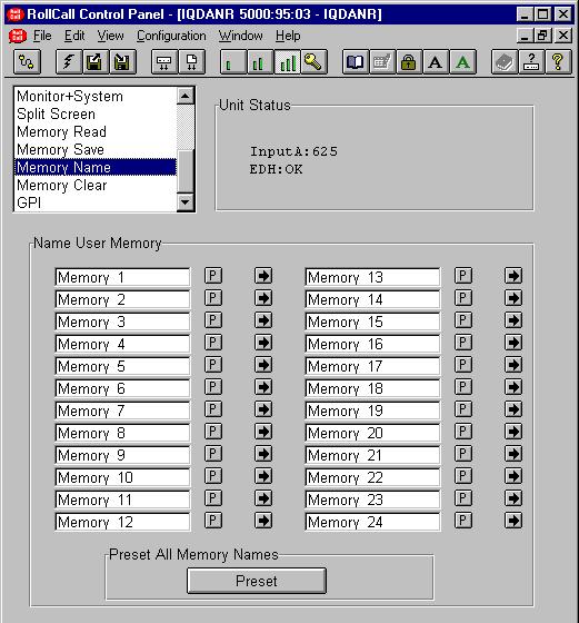 Memory Name Name User Memory This item is used to give a user-friendly name to a user defined memory location.