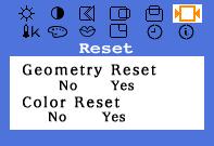 On-Screen Display Menu How to adjust Reset Geometry Reset Geometry parameters are replaced with the factory default values. 1. Push the Menu ( ) button. 2.