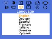 On-Screen Display Menu How to adjust Language Follow these steps to change the language used in the menu. You can choose one of seven languages.