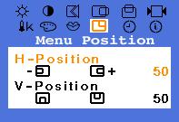 On-Screen Display Menu How to adjust Menu Position H-Position You can change the horizontal position where the OSD menu appears on your monitor. 1. Push the Menu ( ) button. 2.