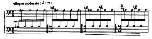 alternate hands on neighboring strings. Apart from this finger technique there are no other exceptional difficulties. Example 12: The Council of Birds (mm 1-4) III.