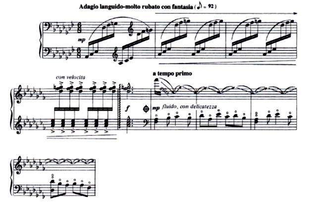 cadenza-like passage in which the harpist plays accelerating arpeggios.
