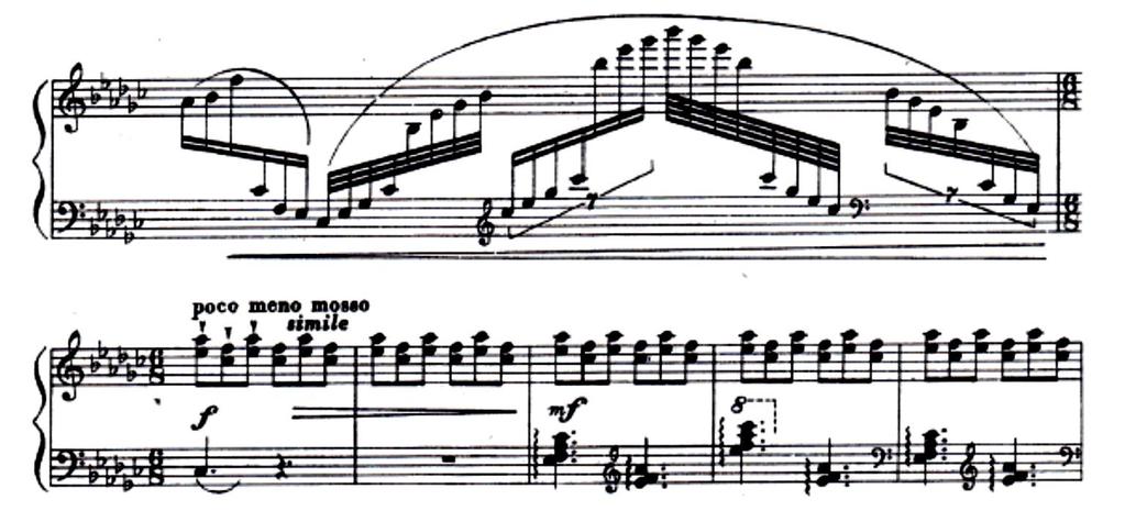 Example 27: Prelude V (mm 12-17) The sixth prelude, Allegro Moderato quasi grottesco, picks up on the energy left off at