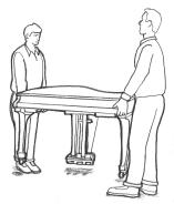 ASSEMBLY VI. POSITIONING YOUR NEW GRAND PIANO WARNING When positioning the piano in your home it is recommended that you carry it to the final position.