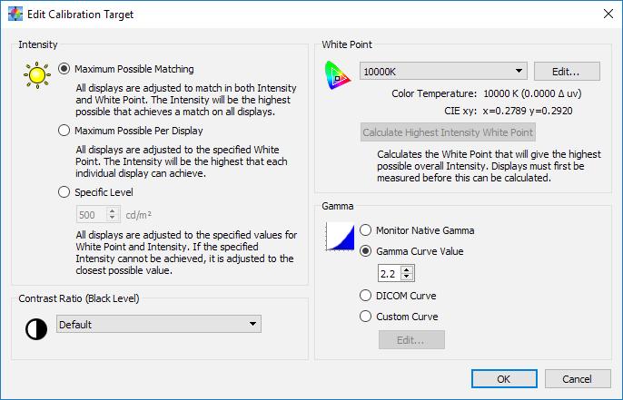 Dialogs, Settings and Menus 49 Edit Calibration Target Configuration dialog The Edit Calibration Target dialog is accessed by clicking the Edit.