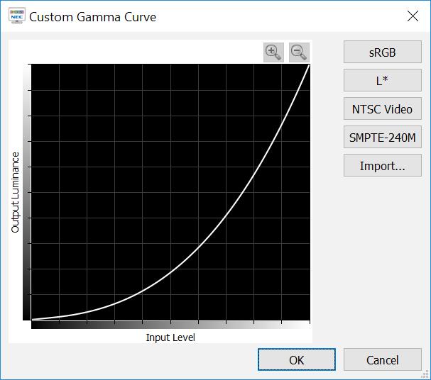 Dialogs, Settings and Menus 51 Custom Gamma Curve dialog The Custom Gamma Curve dialog is accessed by clicking the Edit.. button in the Gamma Curve section of the Edit Calibration Target dialog.